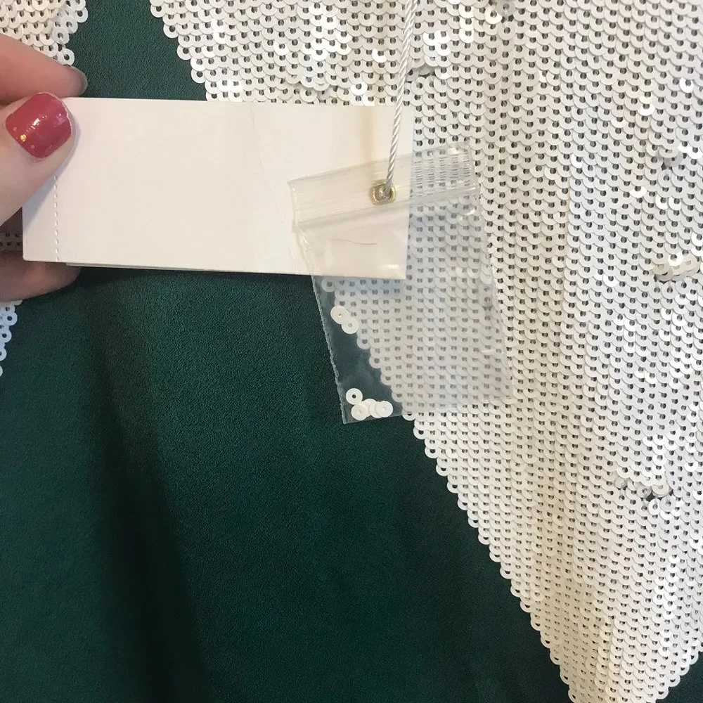 Tory Burch Green and White Argyle Knit Tunic